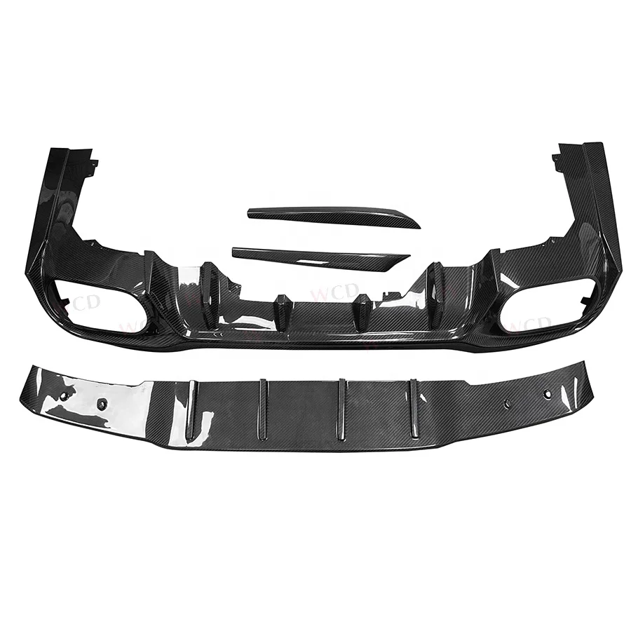 P Style Dry Carbon Fiber Body Kit Rear Diffuser Lip for W118 C118 CLA Class AMG CLA35 CLA45S Exhaust Included