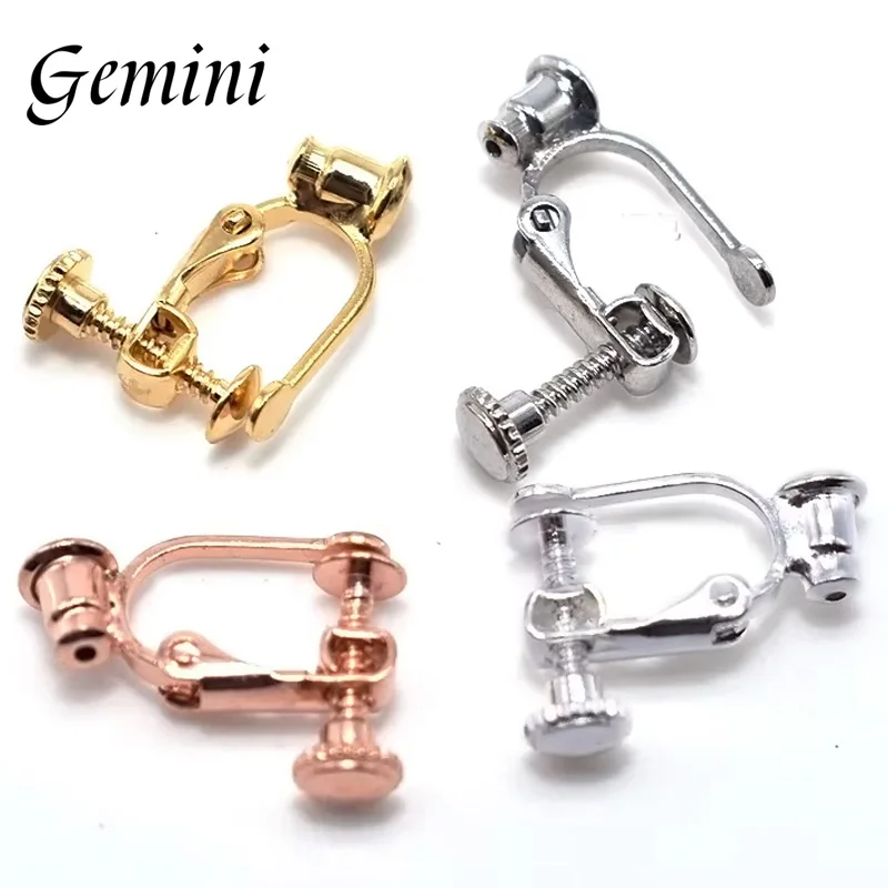 

10Pcs 15*13mm Brass Round Head Screw Ear Clip Earring Settings Rotate Pads Earring Base Blank Bezel For Jewelry Making Findings