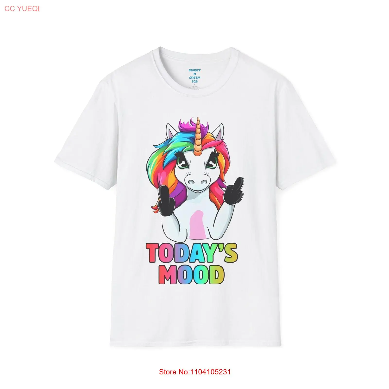 

Забавная футболка с рисунком радужного единорога и средним пальцем, футболка унисекс с сегодняшним настроением