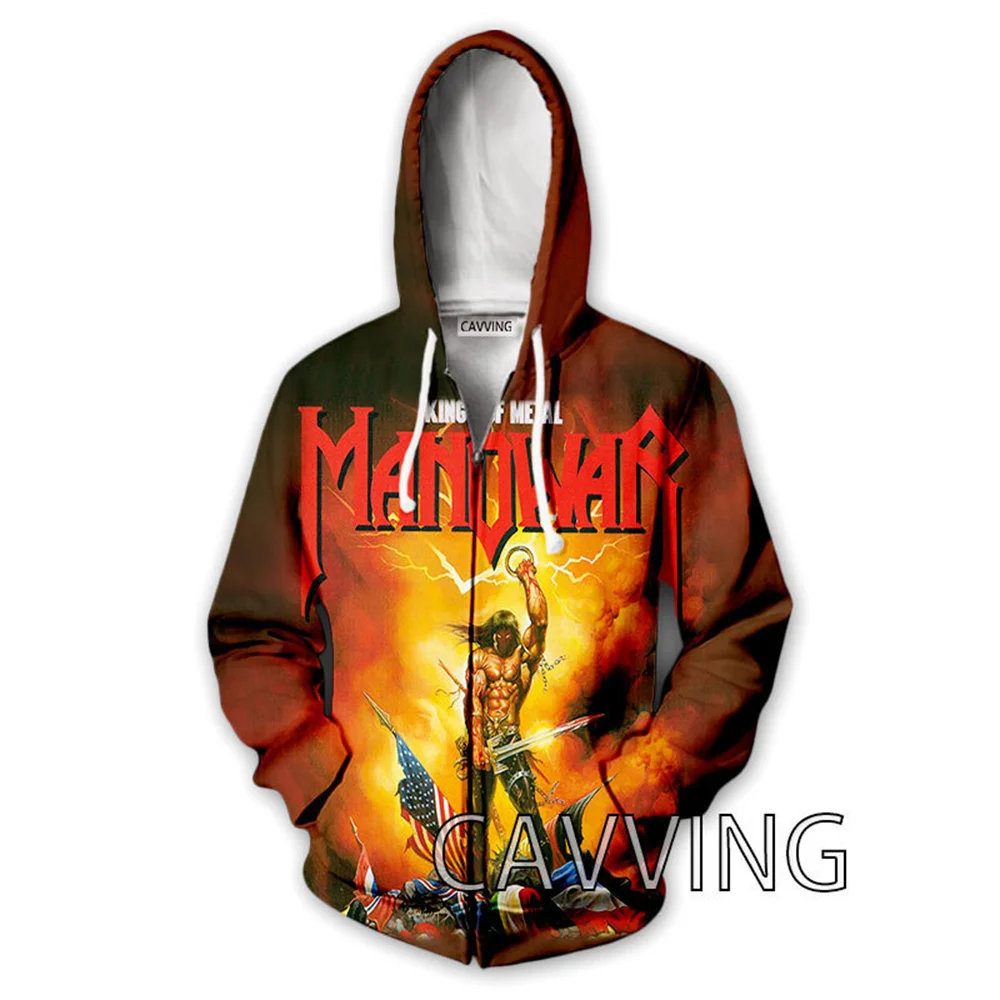 Spring and Autumn New Fashion 3D Printed Manowar Band Zipper Hoodie Men's Outdoor Hooded Sweatshirt Street Harajuku Tops Hip Hop