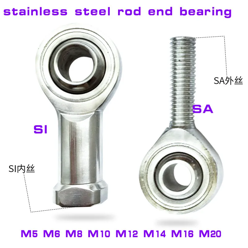 1PC Stainless steel Rod End Bearing  M5 M6 M8 M10 M12 Male/Female SA SI T/K Right / left thread Ball Joint