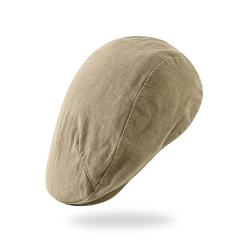 

Solid Color British Crease Beret Men's And Women's Retro Artistic Washed Old Peaked Cap