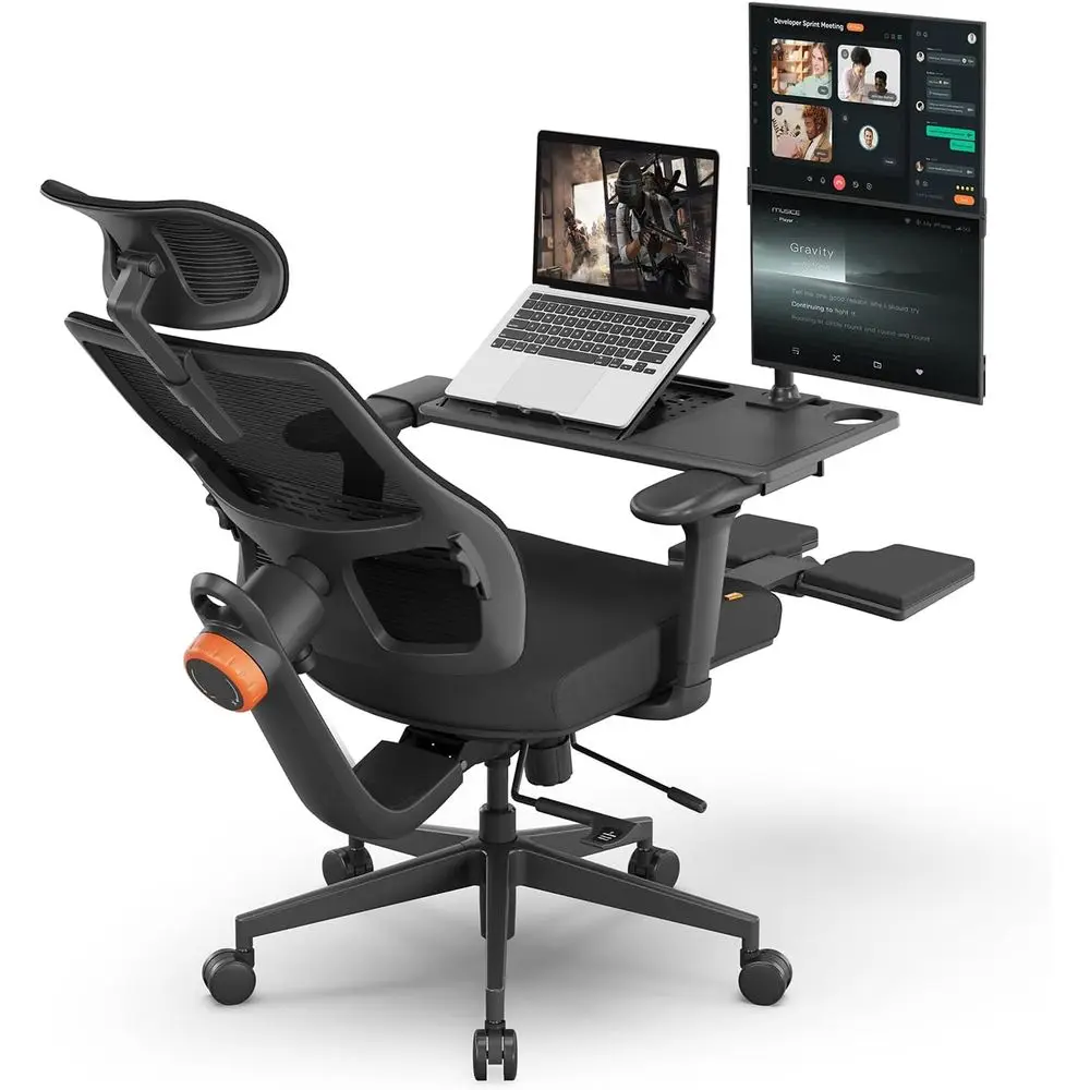 

Ergonomic Office Chair with Laptop Tray, 4D Armrests, Lumbar Support, and 136° Recline for Executive or Home Use