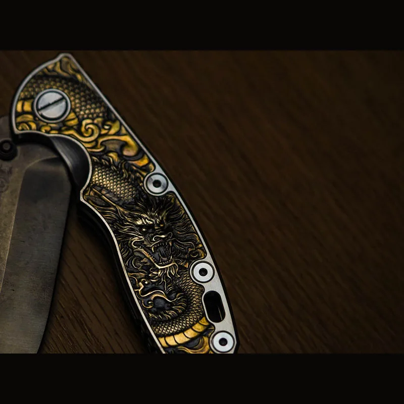 Imagem -06 - Titânio Embutidos Bronze Batalha Dragão Punho Escala para Rick Hinderer Xm18 3.5 in Reduzido Peso Versão 1pc