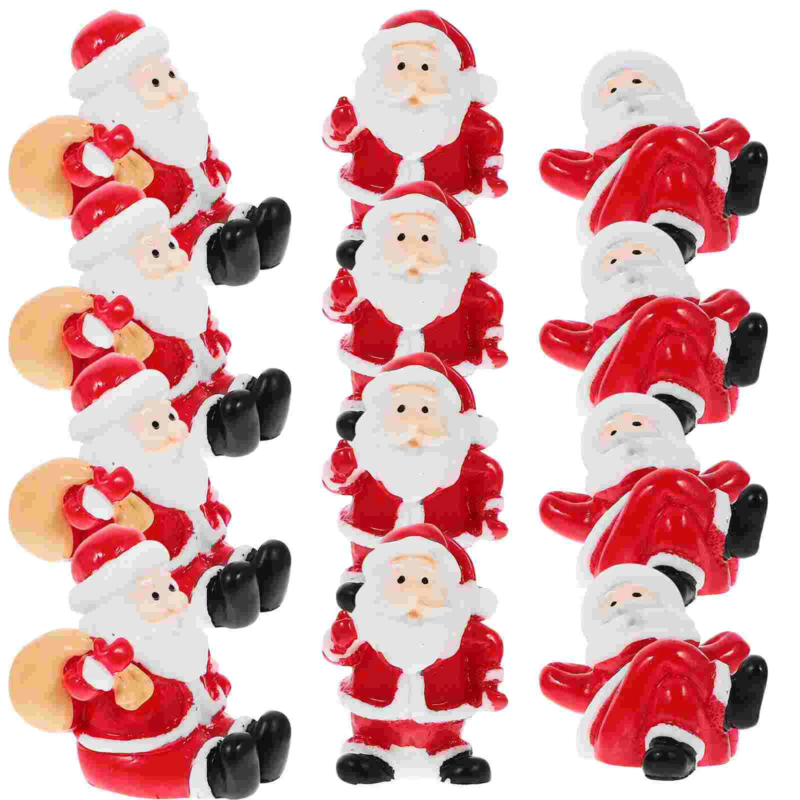 12 Pcs Santa Claus Ornament Decoration Figurine Birth Mini Figurines Ornaments Nativity for Kids Christmas Model Statuette