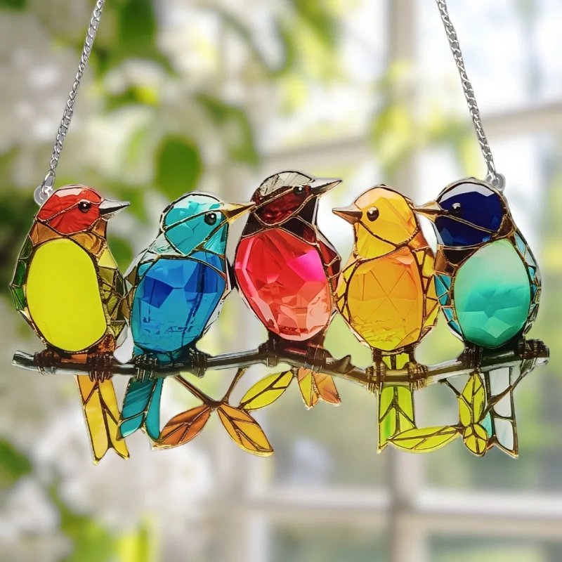 Cute Colorful Bird Wall Hanging 2D Acrylic Car Decoration Key Backpack Pendant