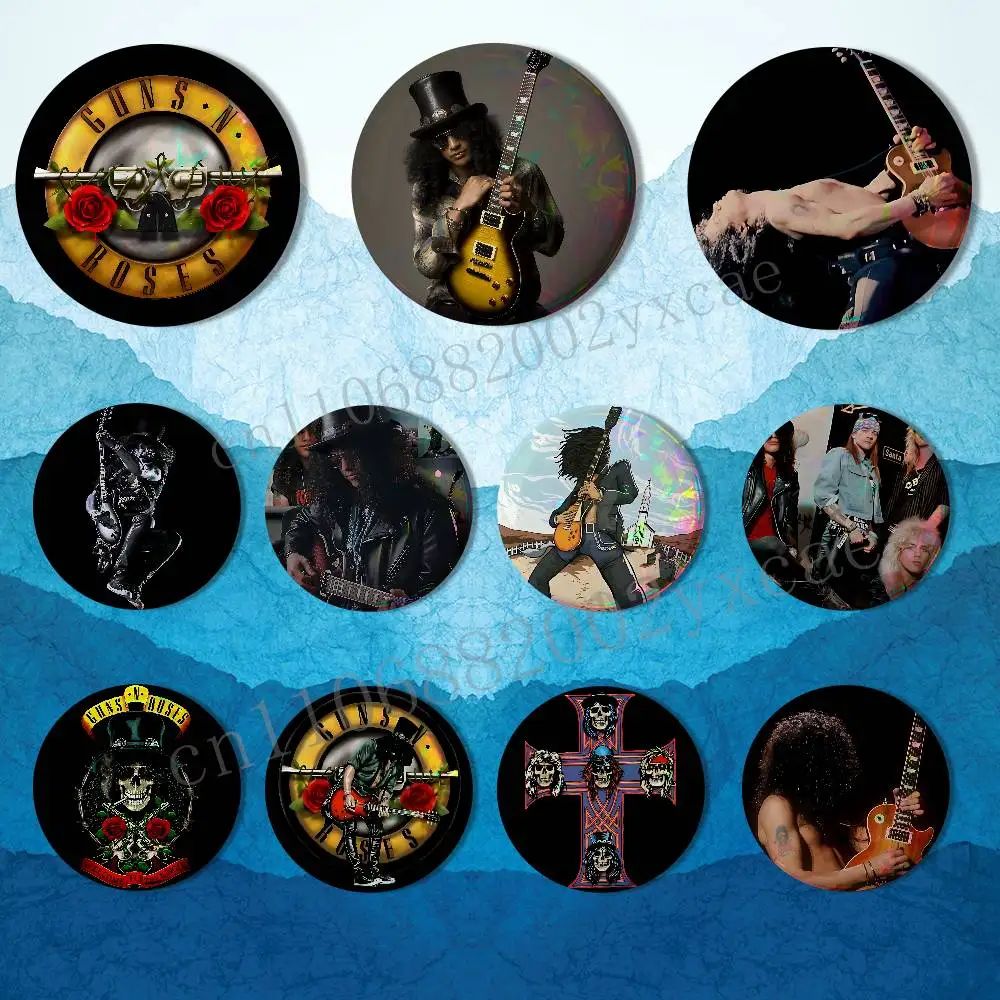 

magical Guns N' Roses Slash HD Print 58mm 44mm Lapel Pins Pretty Derby Round Display Brooches Brooch Badges
