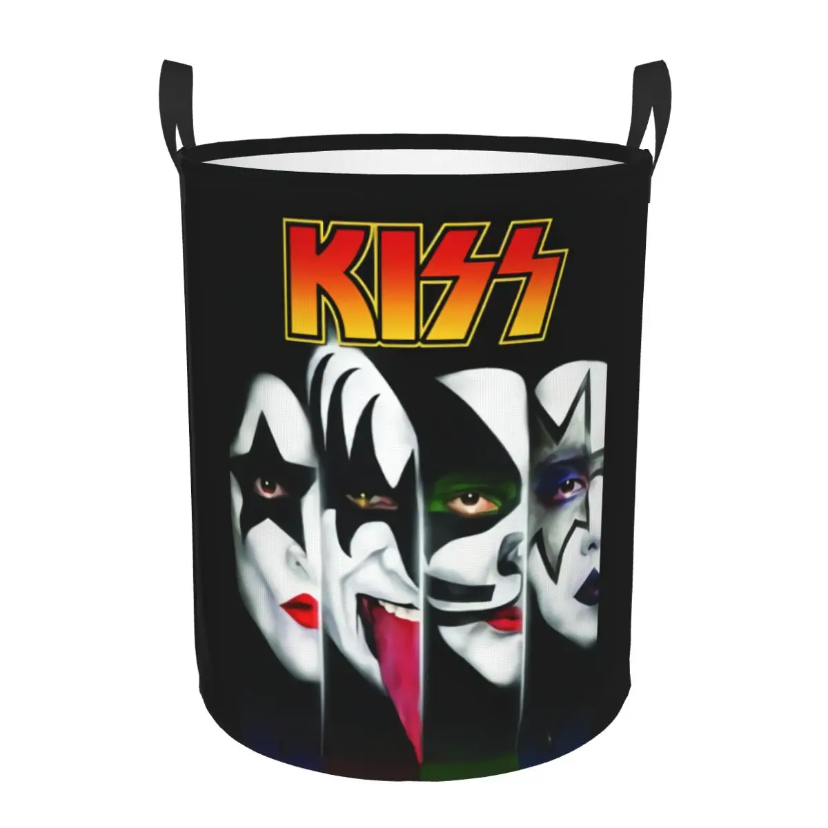 Custom Kiss Rock Metal Band Laundry Basket Foldable Large Clothes Storage Bin Baby Hamper