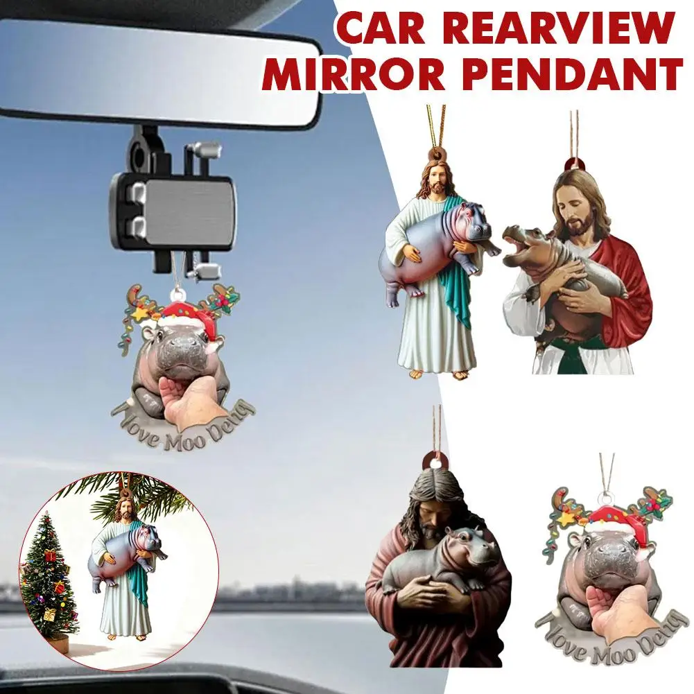 2D شقة الاكريليك سيارة مرآة الرؤية الخلفية قلادة تصميم فريد سيارة اكسسوارات أنيقة للأصدقاء والعائلة كهدايا عيد ميلاد B8W3 #6