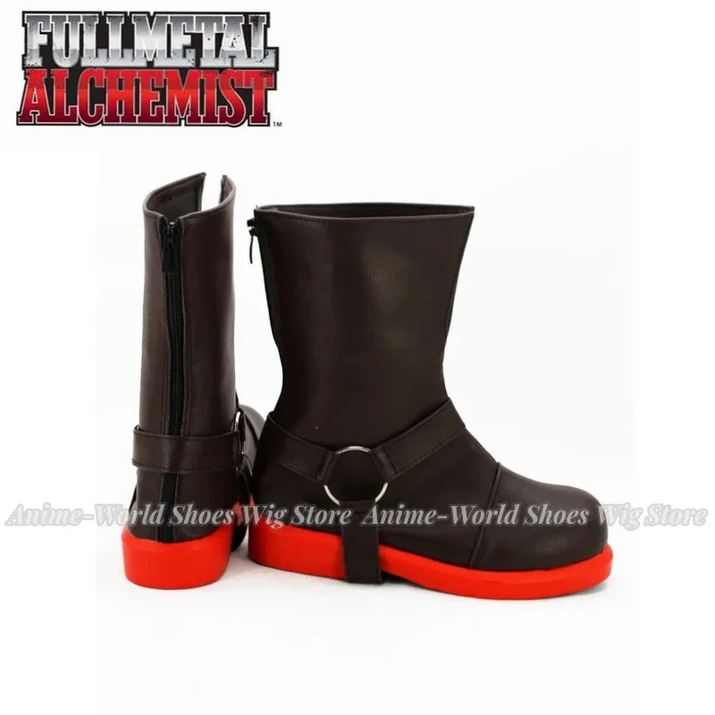 Fullmetal Alchemist Edward Elric Men Pleather Boots Shoes Anime EU US Size Cosplay Wig view 3