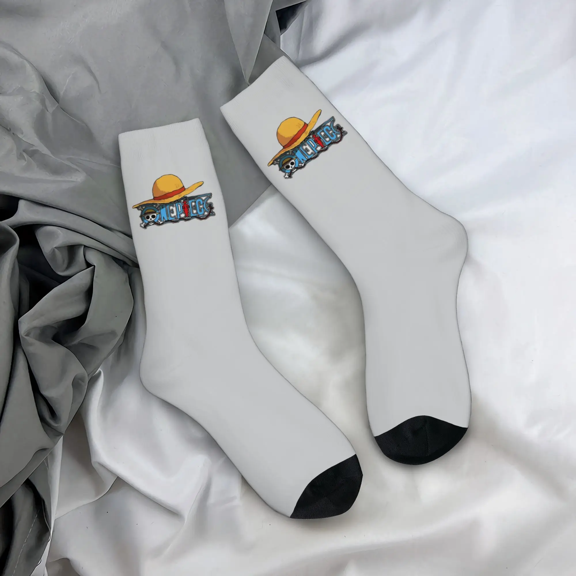Funny Sock One Piece Straw Hat and One Piece Logo Harajuku Quality Pattern Printed Men Socks Novelty Men's Socks