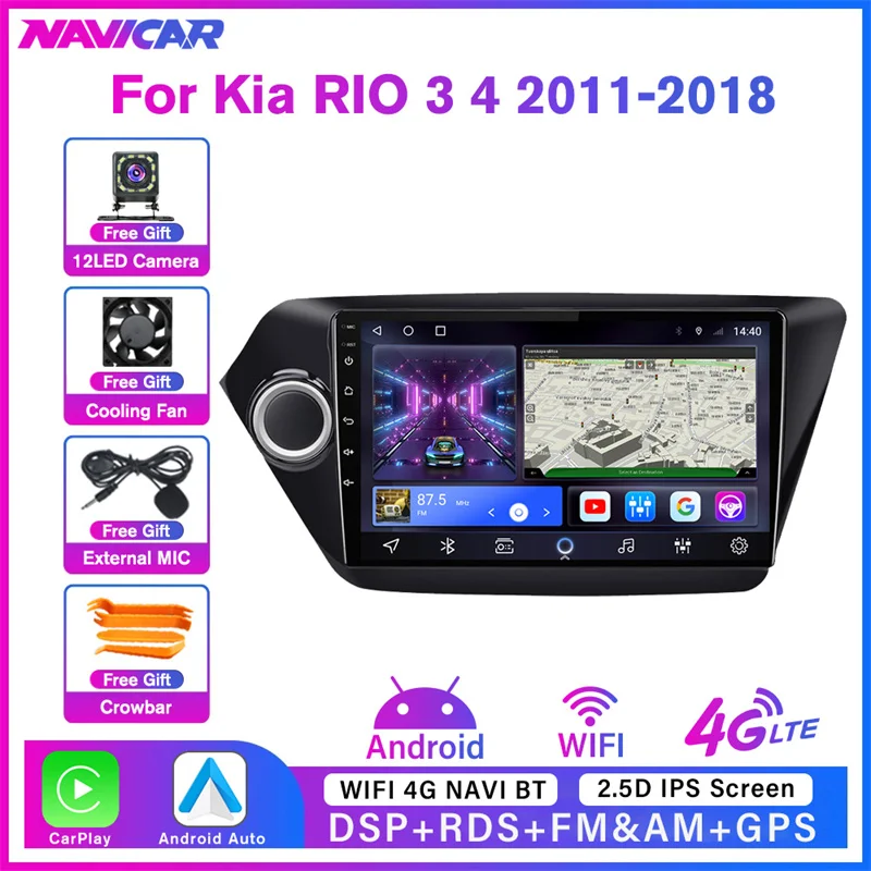 

2DIN Android 10.0 Car Radio For Kia RIO 3 4 2011-2018 Car Multimedia Video Player Navigation GPS No 2din 2 Din Dvd Player IGO