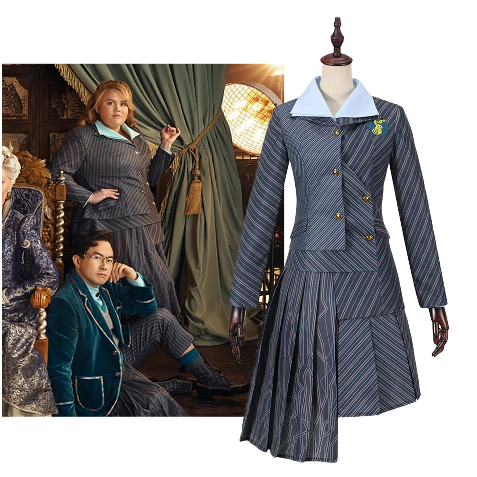 

ShenShen Cosplay Costume Blue Shirt Coat Dress Full Set for Halloween Christmas Party