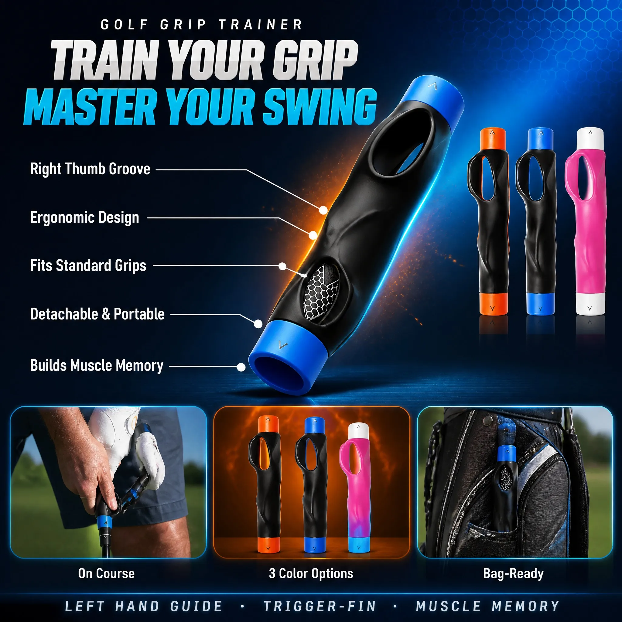 Portable Anti-slip Golf Swing Trainer Grip Aid Enhance Grip Kit To Help Train Correct Hand Position Grasp Training Accessories