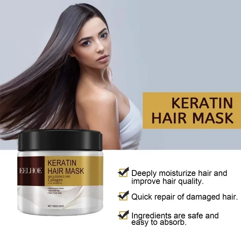 

Repair Damaged Collagen Hair Mask Emergency Repair Argan Oil Other Plant Extracts Suitable Men Women with All Hair Types