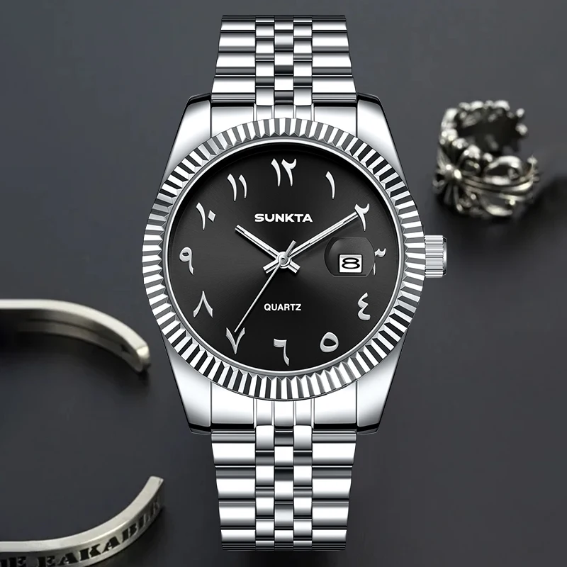 SUNKTA Top Brand Luxury Man Watch Original Design Business Stainless Steel Clock Casual Auto Date Waterproof Quartz Men Watches