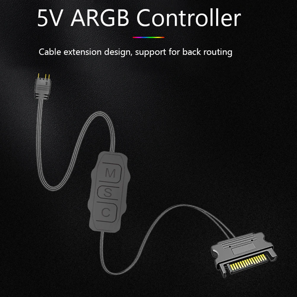 5V 3PIN ARGB Controller ARGB 5V 3PIN To SATA Interface Extension Cable Light Controller for PC Case Fan