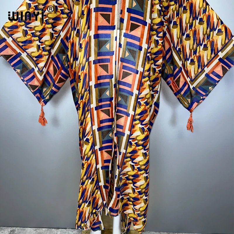 WINYI Africa fashion summer kimono maxi dress beach cover up Cardigan abaya muslim woman coat boho kaftan beach outfits kaftan