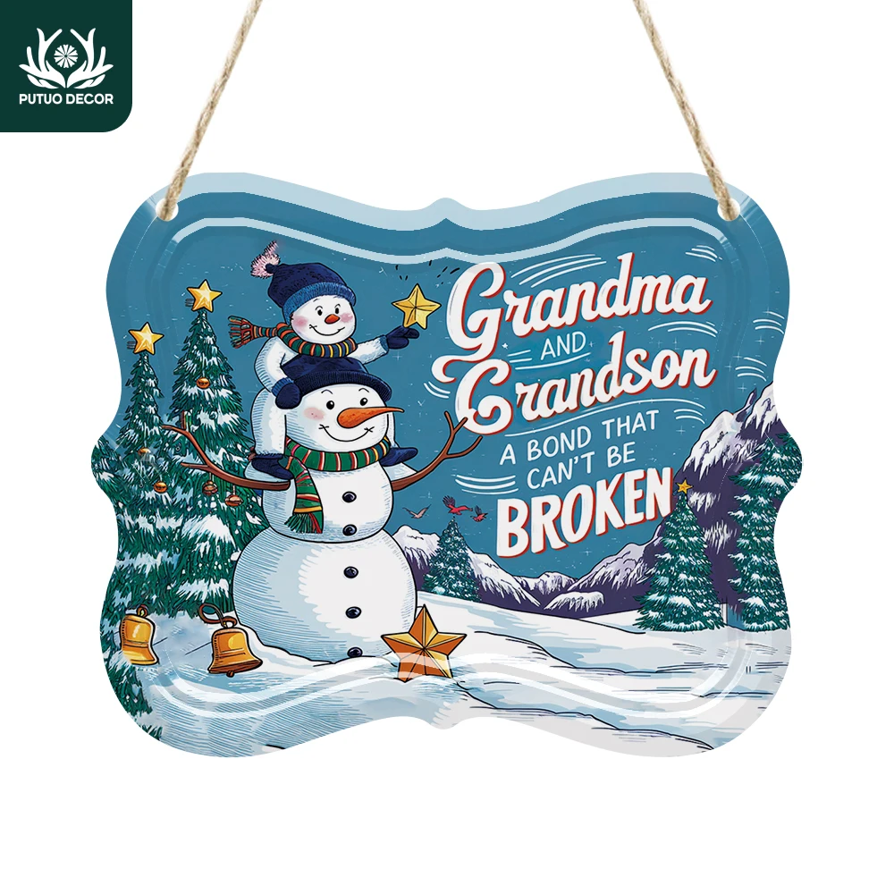 Putuo Decor 1 Stück Vintage-Metallblechschild, Oma und Enkel, eine Bindung, die nicht gebrochen werden kann, für Weihnachtsfeier, Weihnachtsgeschenk