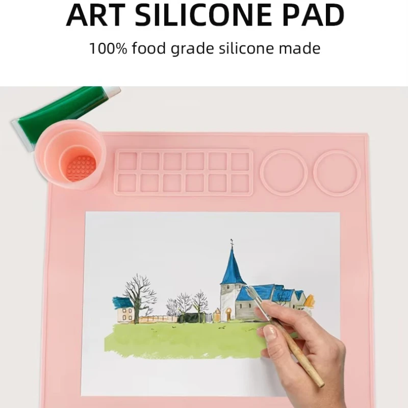 

Round drawing children's placemat with cup silicone placemat, table board mat