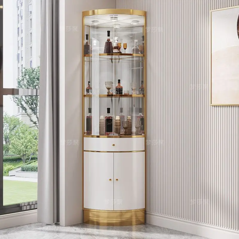 

Light luxury triangular wine cabinet Living room corner cabinet Stainless steel simple wall corner cabinet