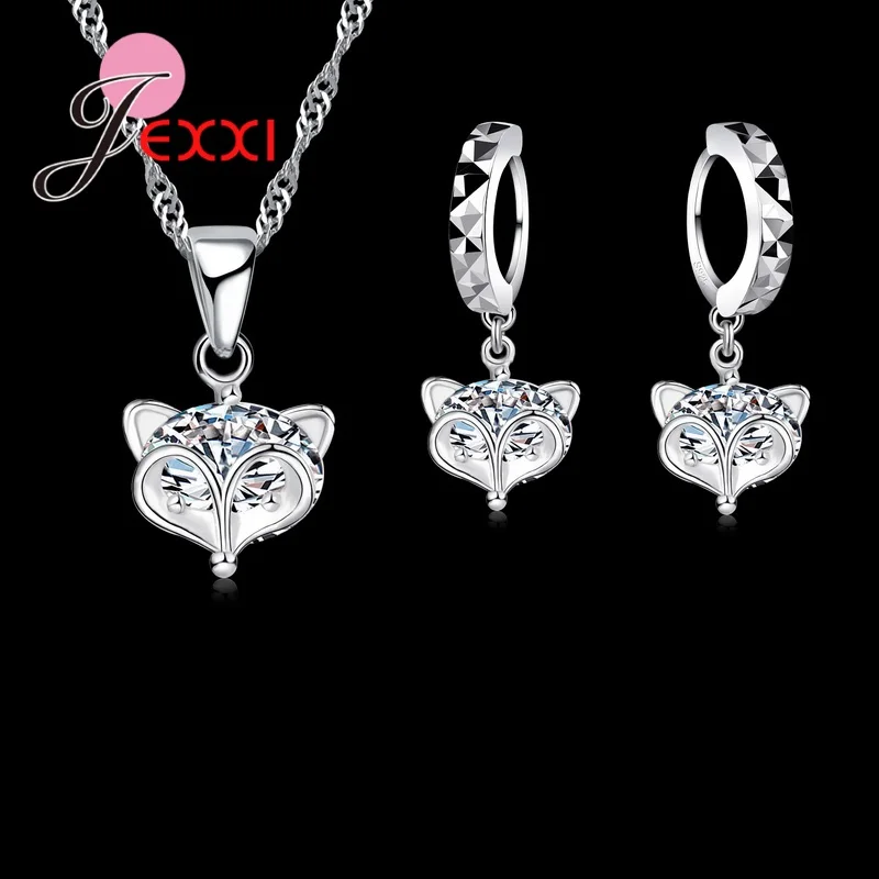 Promotion Sale 925 Sterling Silver Needle Crystal Zircon Pendant Necklace Earrings Bridal Jewelry Sets For Women Fashion Jewelry