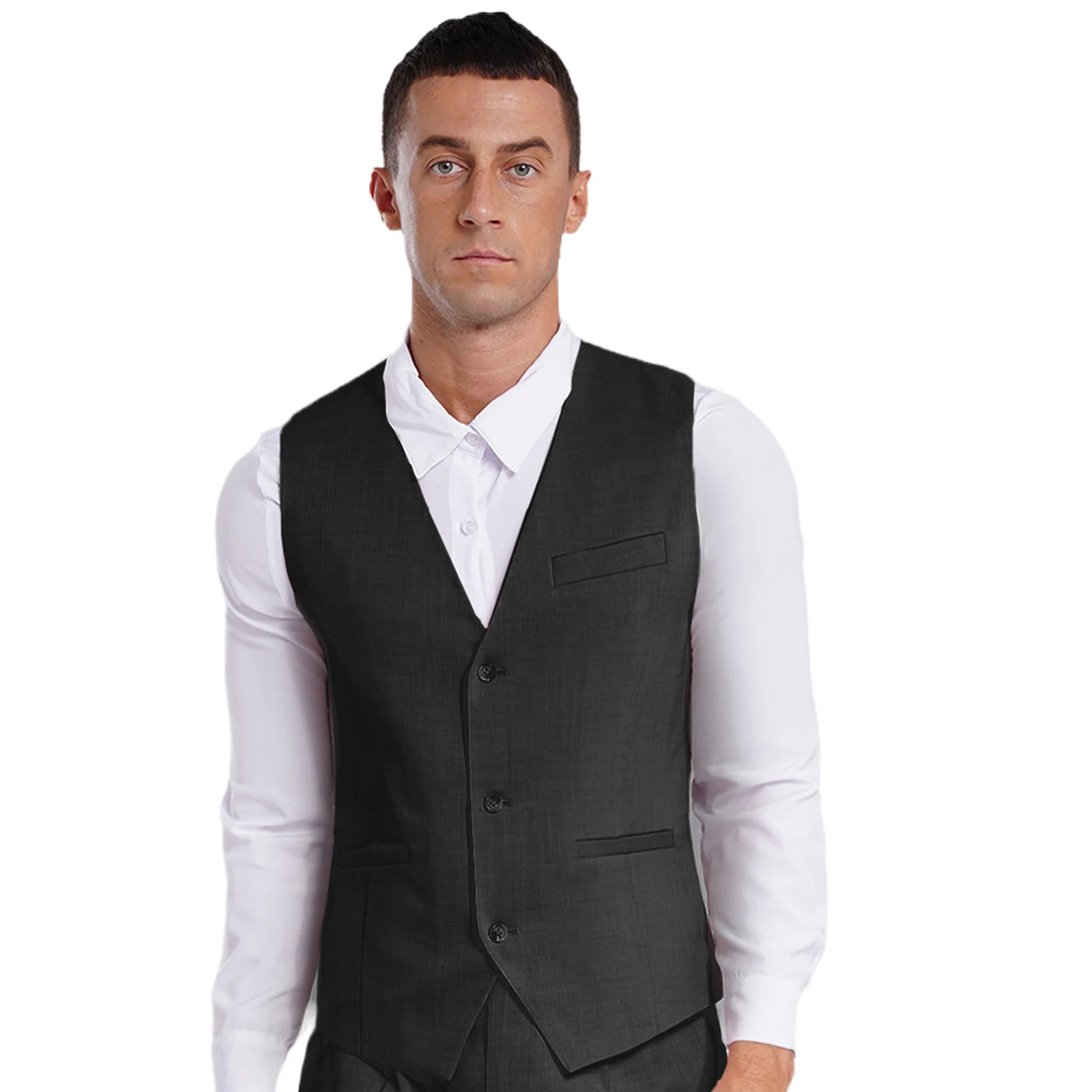 Mens Suits Vests Groomsmen Waistcoat V Neck Button-up Pointed Hem Vest Tank Top for Wedding Formal Party Gentleman Waistcoats