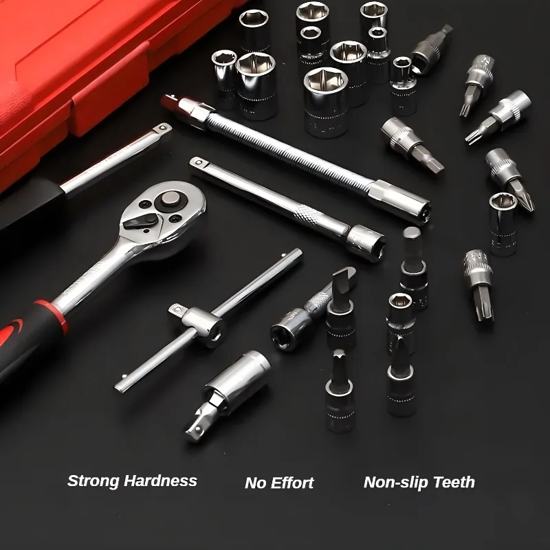 Imagem -06 - Drive Socket Ratchet Wrench Grupo Car Repair Tool Polegada Bit Socket Grupo Barra Métrica e Extensão para Reparação Automática 46 Pcs