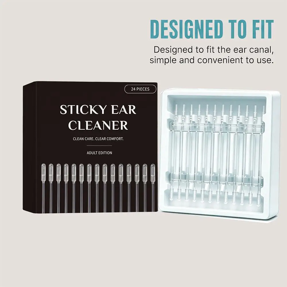 24Pcs Sticky Ear Cleaning Stick Soft Resin Earwax Removal Kit Gentle Rotating Ear Cleaner Dustproof Case For Home Travel Care