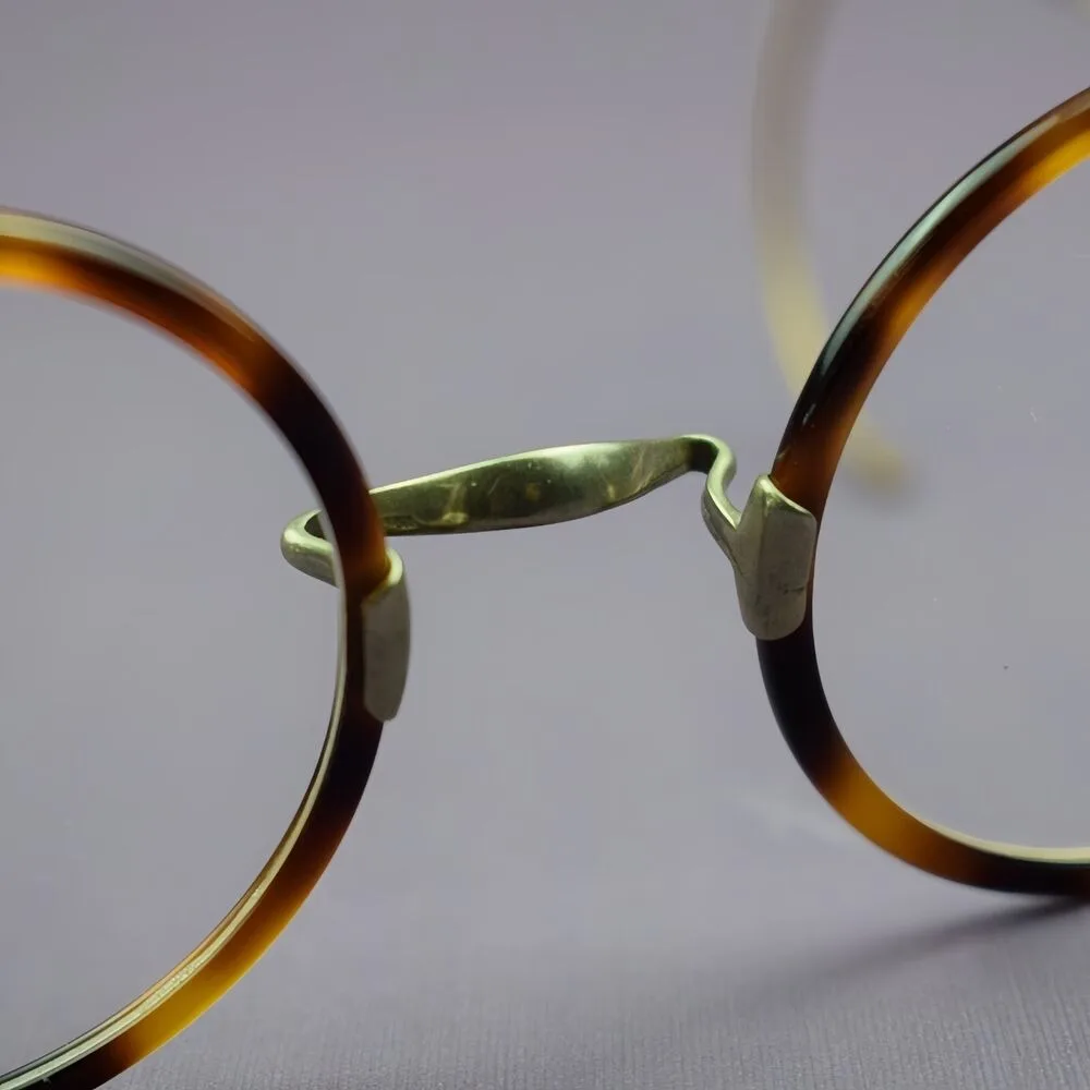 BETSION Circular Retro Acetate Fiber Metal Retro Antique Steel Wire Eyeframe