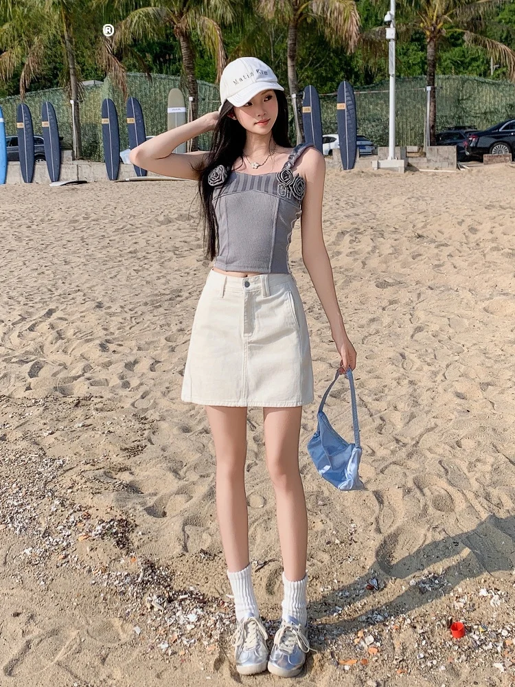 

ZYZA Women's High Waist A-Line Denim orts 2025 New Sle Autumn Winter Slimming Elastic Cotton Casual orts