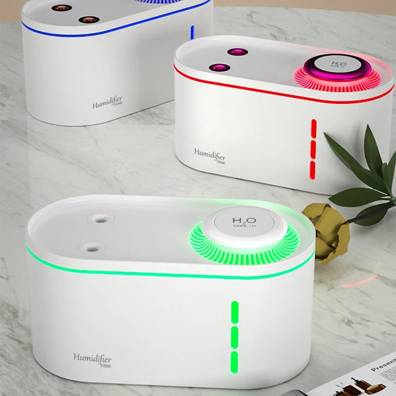 Umidificatore d'aria Wireless di grande capacità da 1200mL diffusore di aromi per olio essenziale domestico ricaricabile doppio ugello con luce 2022 nuovo