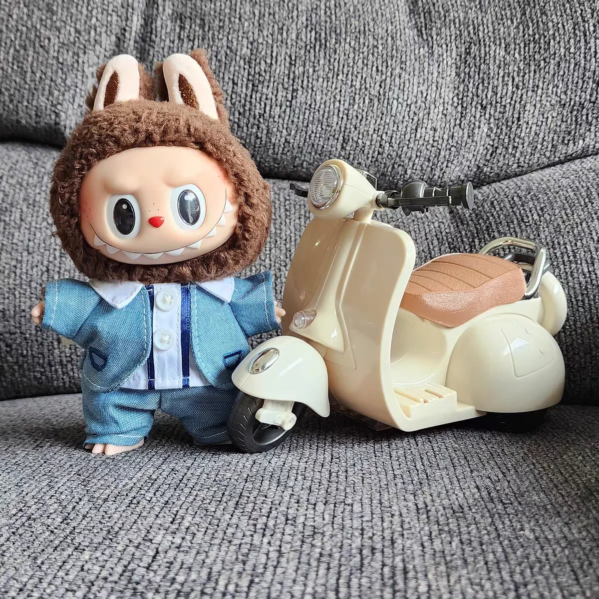 Simulated Inertial Motorcycle Model For Labubu 3.0 Doll Clothes Outfit Accessories Doll Stand On Table Display Accessories