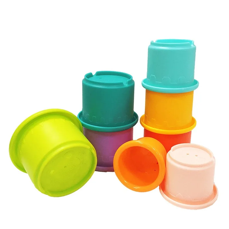 Baby Colorful Playing Stacking Cup Tower Toys Animal Cognitive Montessori Educational Toys Infant Bathroom Bath Play Water Game