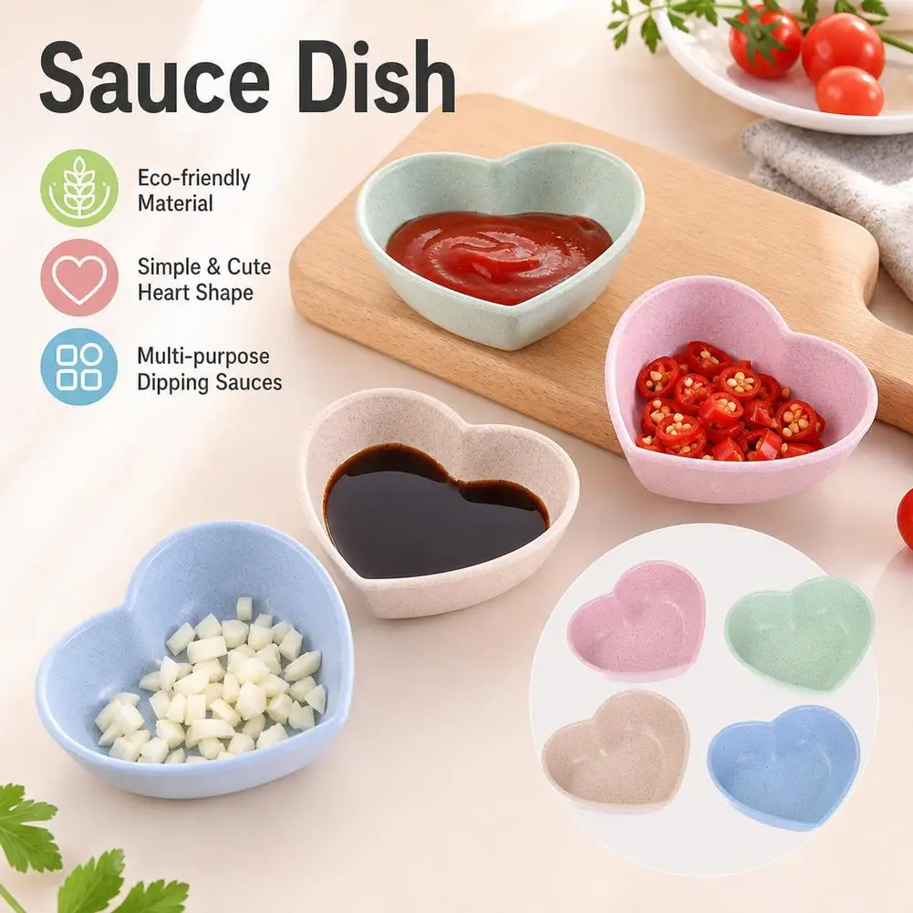 Heart-Shaped Seasoning Dish Simple Small Plate for Hamsters Soy Sauce Vinegar Tomato Sauce Peach Heart Shaped Dish