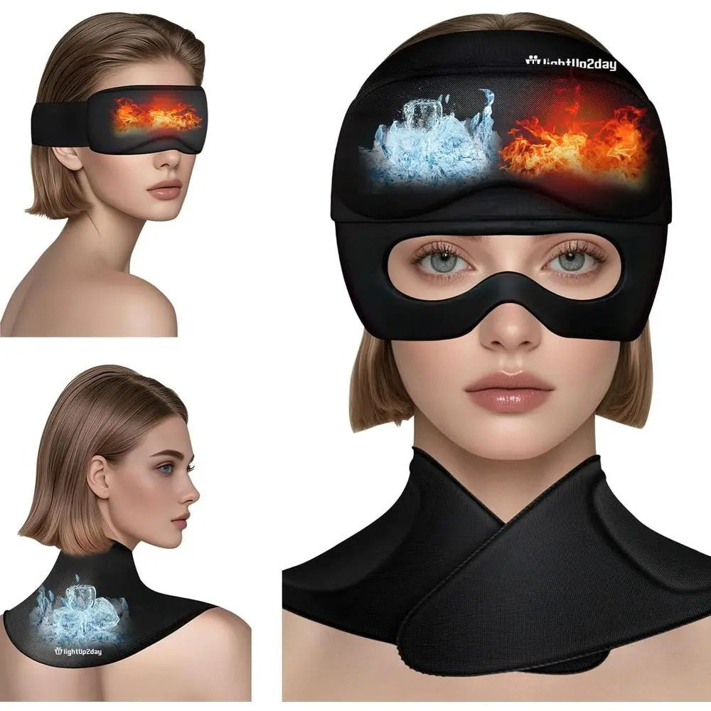 

3-in-1 Migraine Relief Cap with Neck Ice Pack and Detachable Eye Masks for Stress, Hangover, and Headache Relief