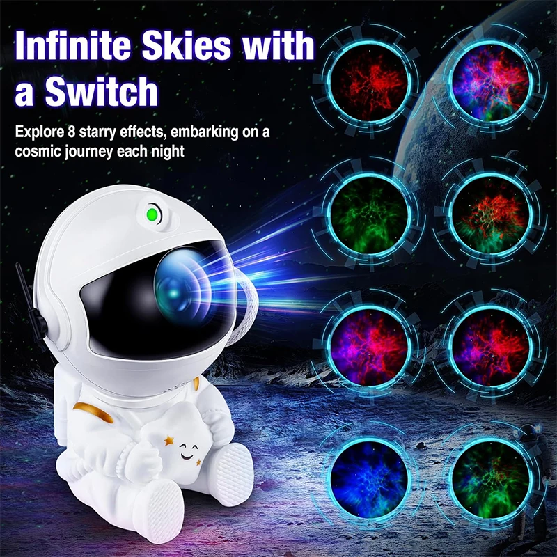 Astronaut Galaxy Projector Night Light White Holding Star, Stars Projectors Lamp for Kids Bedroom, Space Decor & Gift