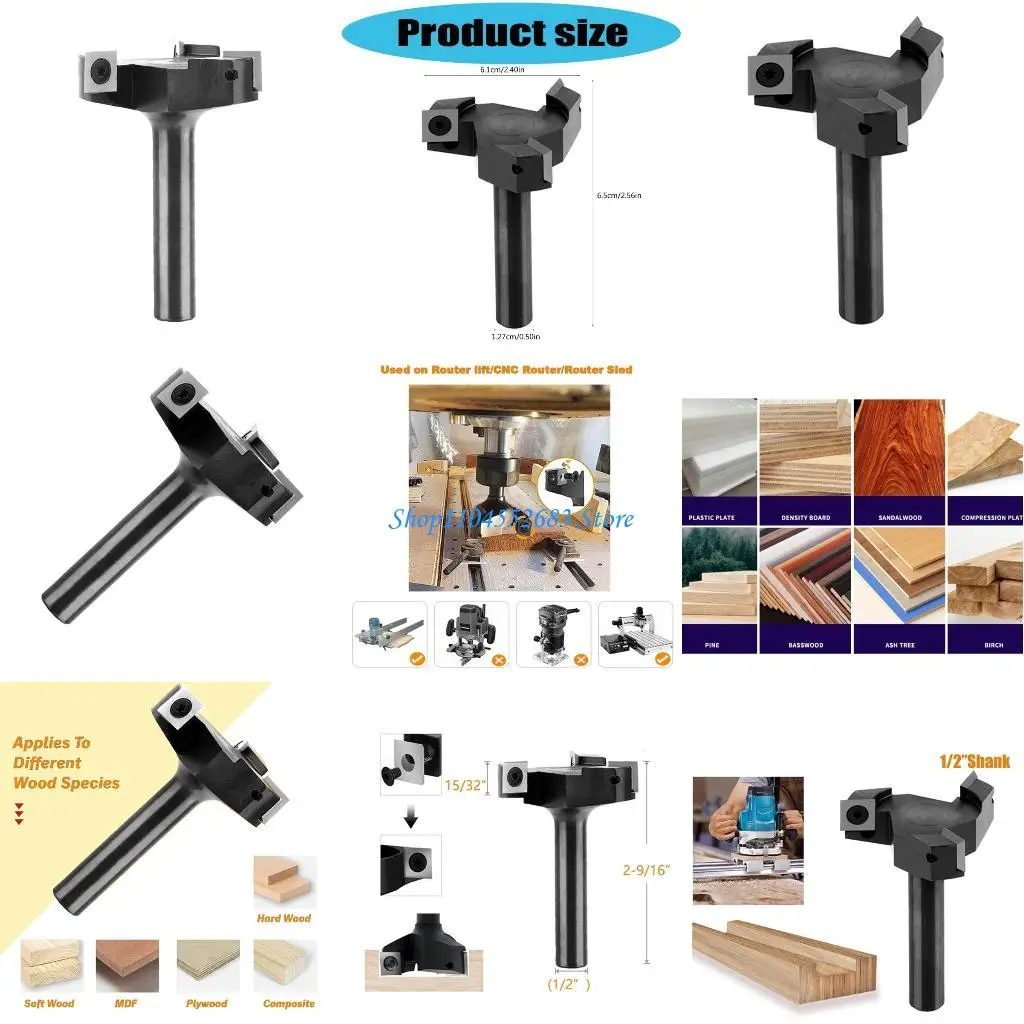 Y6GD Replaceable Insert T Spoilboard Surfacing Router Bit for Wood Removal