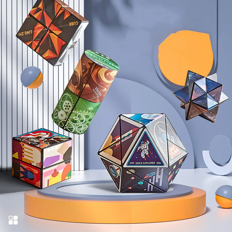 Shape Shifting Box Geometric Changeable Magnetic Magic Cube 3D Decompression Hand Flip Puzzle Kids Reliever Fidget Toy