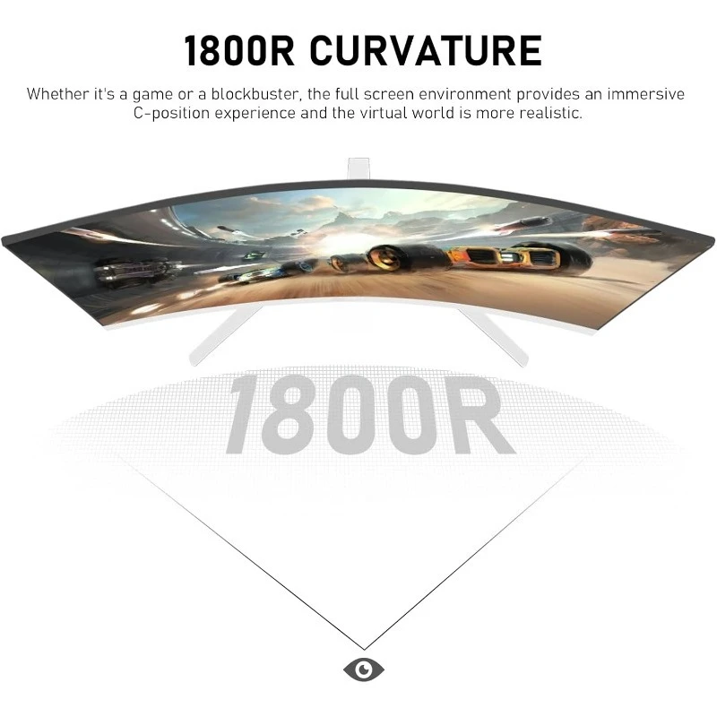 شاشة كمبيوتر شخصي 27 بوصة، شاشات ألعاب منحنية 1800R 280 هرتز، FHD 1080p 1 مللي ثانية، Freesync، 98% sRGB، 178 °   زاوية عرض HDMI2.0، شاشة عرض