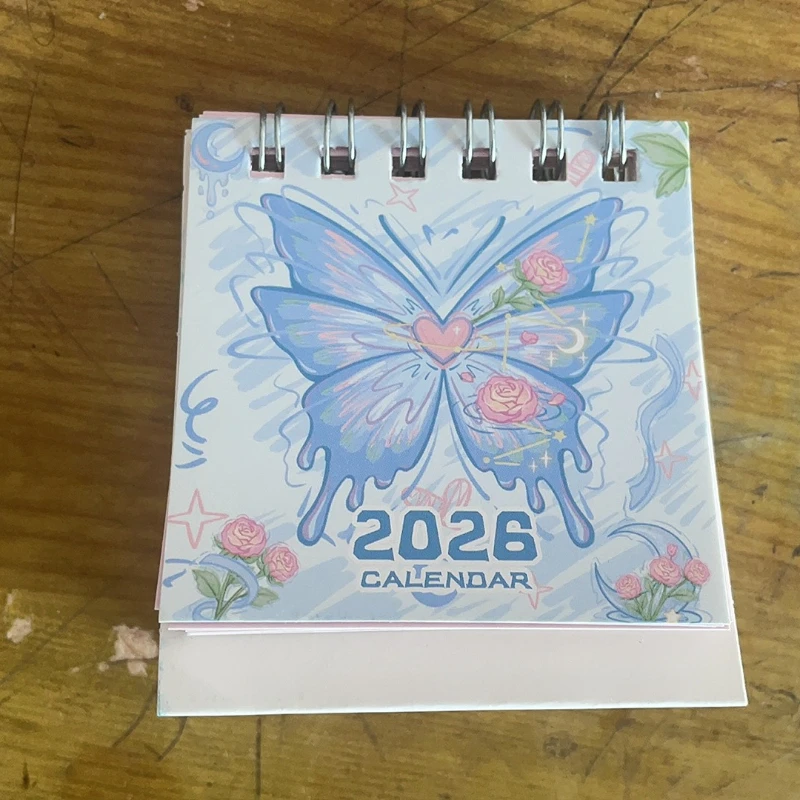 

1 pc 2026 Vintage Mini Painting Desk Calendar Tabletop Flip Monthly Calendar Student Notepad Schedule Planner Calendar