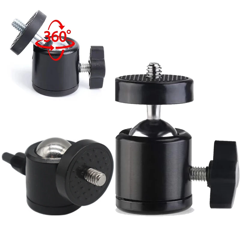 Universeller 1/4 Zoll Metall-Mini-Kugelkopf-Schraubstativadapter für GoPro DSLR-Kamera Camcorder Lichtstativ Kamerazubehör
