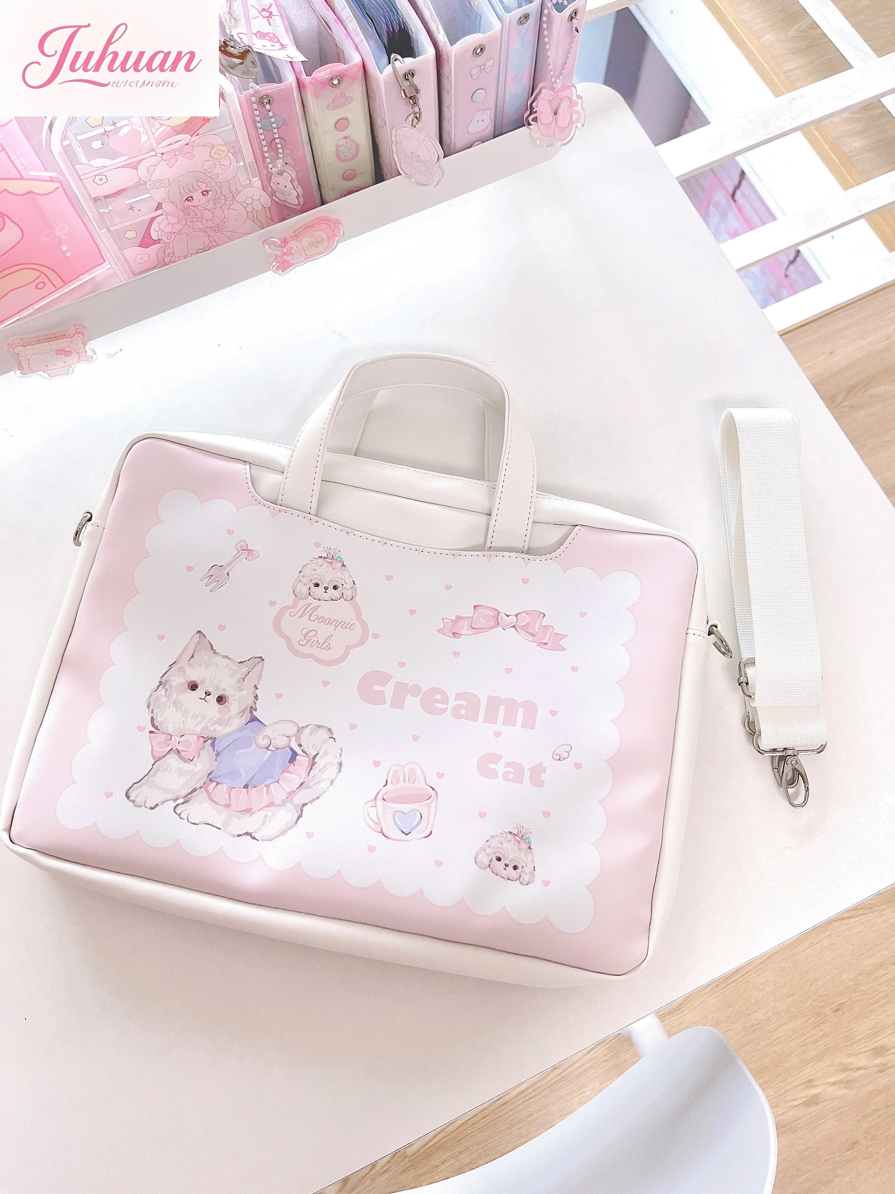 

Kawaii оригинальная кремовая милая мультяшная милая сумка для компьютера женская 13/14-дюймовая утолщенная косая сумка для ноутбука студенческий офисный работник