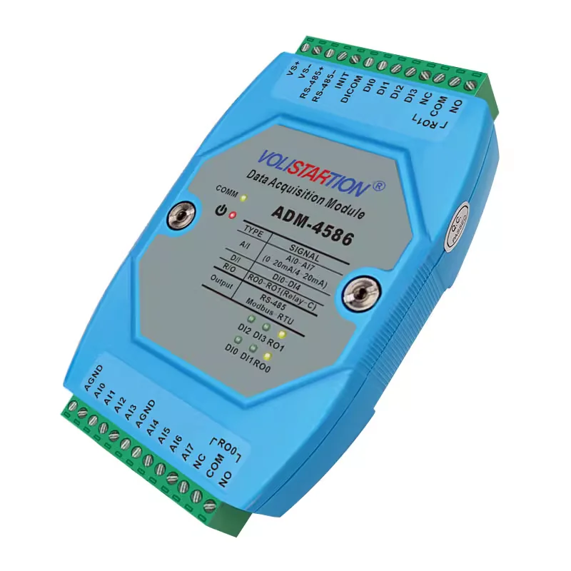 8-channel 4-20mA acquisition, 4-channel switch input, 2-channel relay output acquisition module