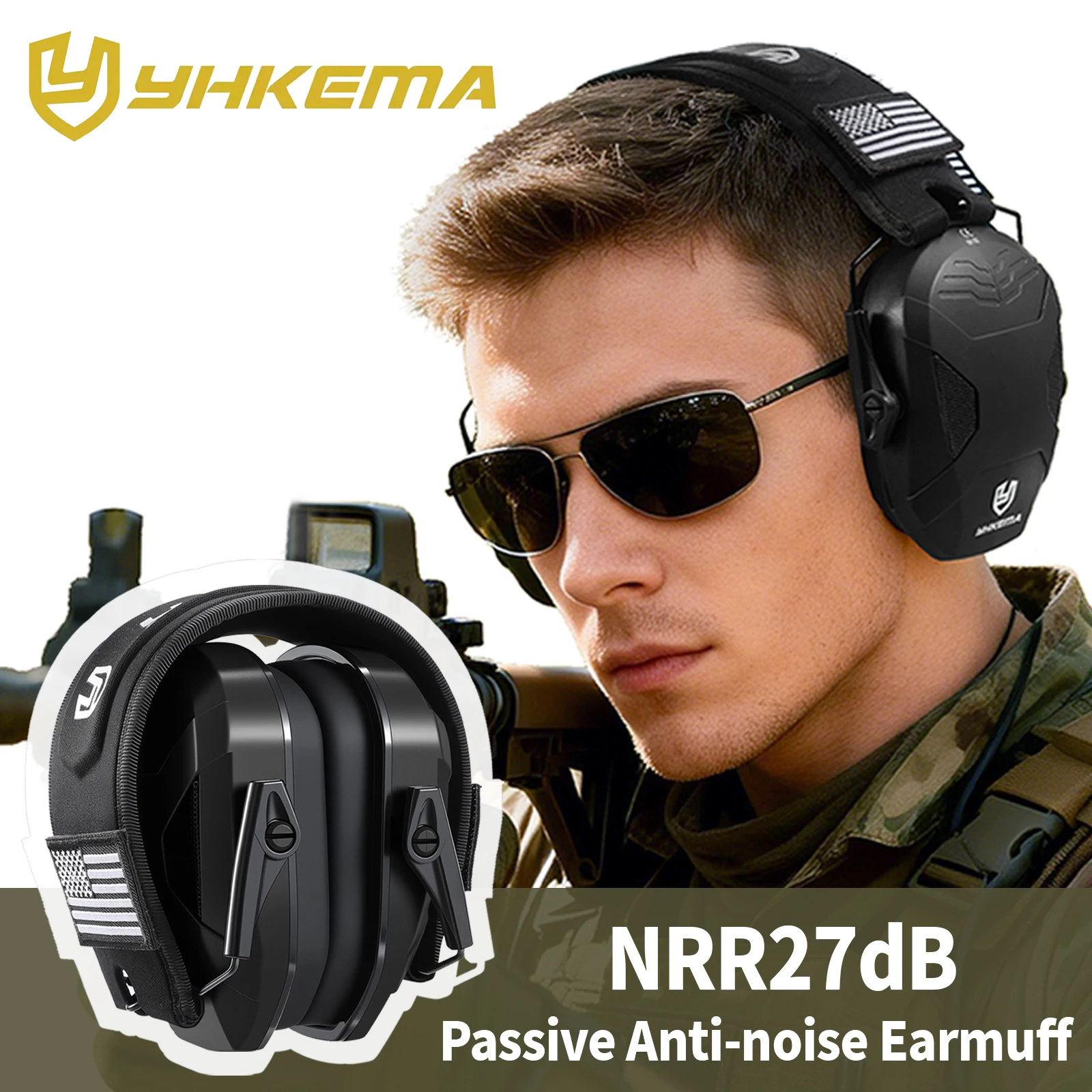 

Compact Shooting Ear Defenders Passive Noise Cancelling Earmuff,Tactical Hearing Protection Headset for Gun Range, Hunting