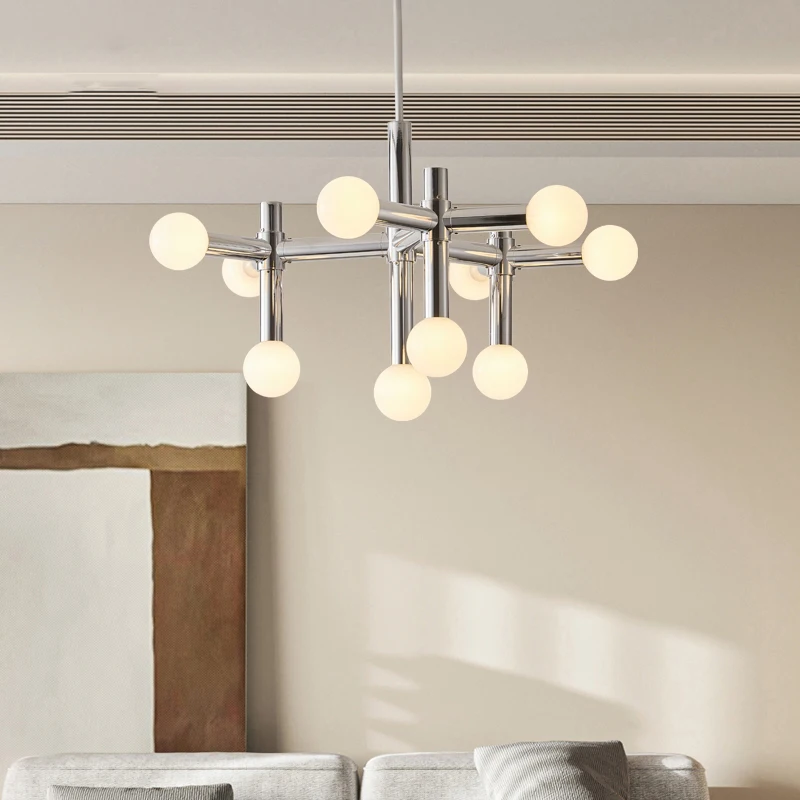 Imagem -05 - Nevaeh Lustre Estilo Nórdico Bola de Vidro Luzes Designer Bauhaus Lâmpada para Sala Estar Luzes Cromadas Quarto Crianças Luz