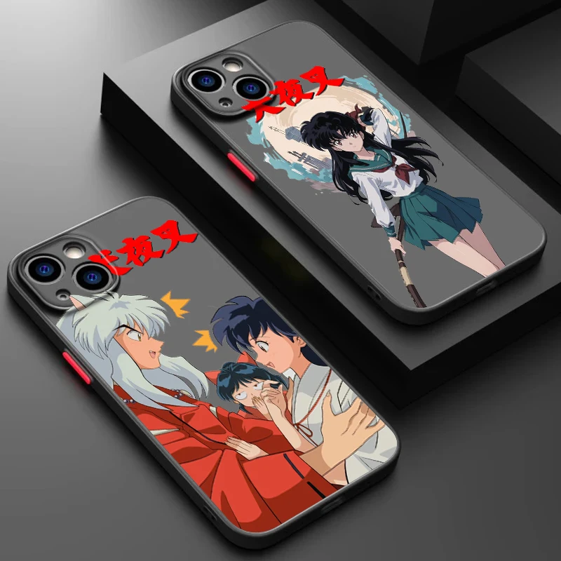 Inuyasha Anime Fashion Cool Frosted Translucent For Apple iPhone 15 14 13 12 11 XS XR X 8 7 SE Pro Max Plus Mini Soft