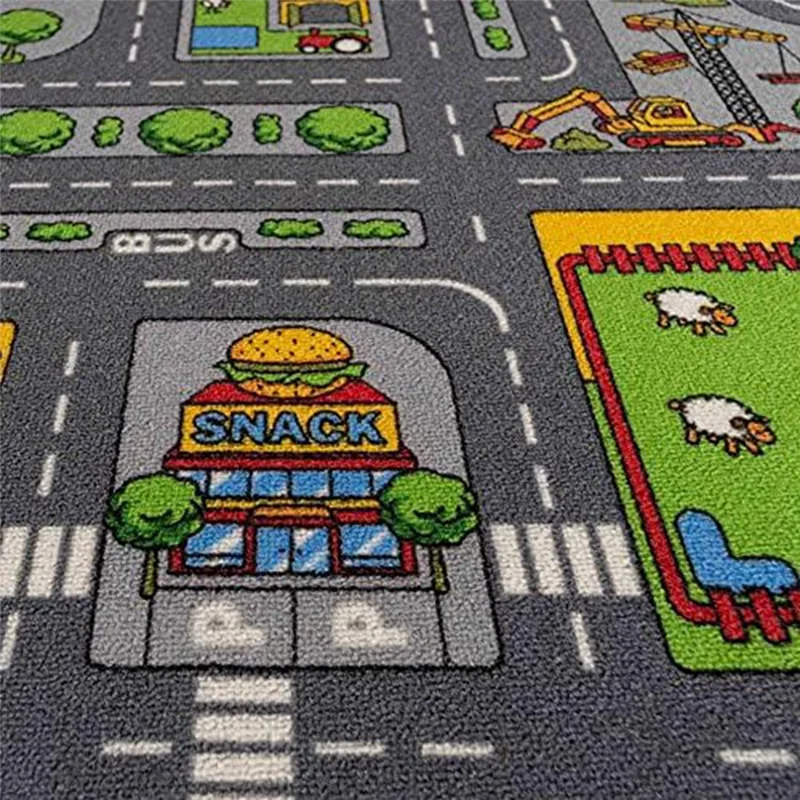 

ABWE-Children's Kids Girls City Town Car Roads Interactive Playroom Playmat Soft Play Carpet Mat