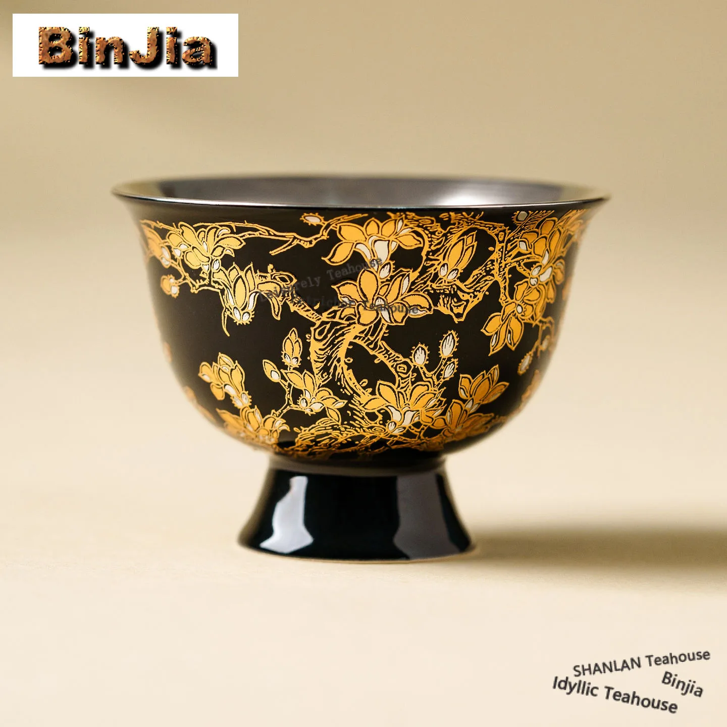 

78ml Gilt Silver Golden Branches Magnolia Teacup Retro Tea Bowl Cup For Tea Tea-tasting Smelling Cup Chazhan Master Cups Teaset