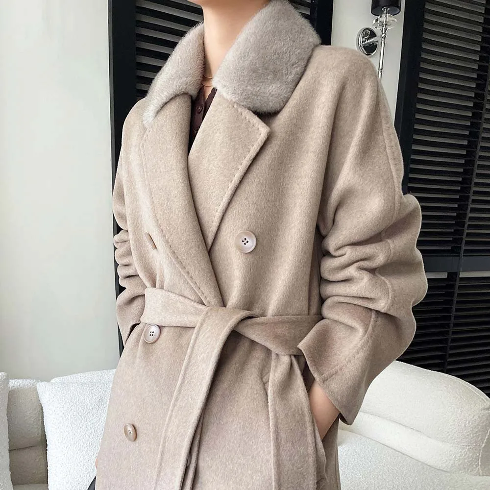 معطف شتوي من الكشمير معطف نسائي فضفاض من صوف الكشمير 2025 معطف عصري غير رسمي جديد